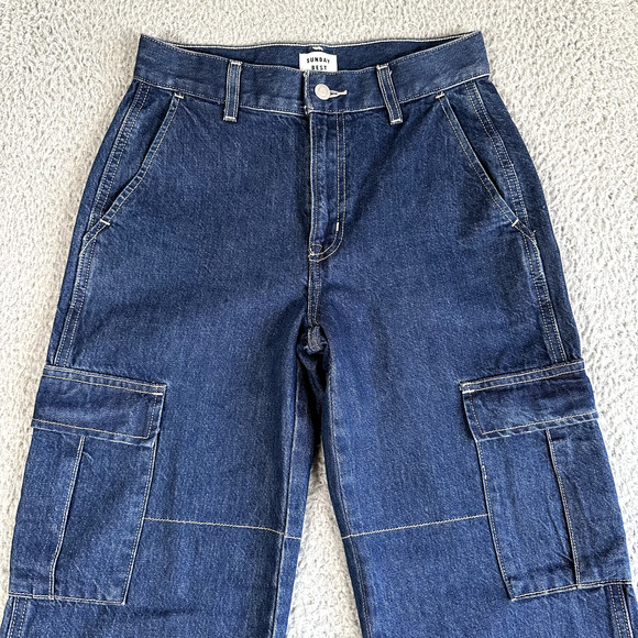 Aritzia Sunday Best Jeans Women's 0 Blue Wide Leg Baggy Cargo Y2K Style - Picture 2 of 13